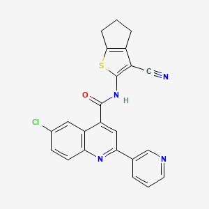 6-chloro-N-(3-cyano-5,6-dihydro-4H-cyclopenta[b]thien-2-yl)-2-(3-pyridinyl)-4-quinolinecarboxamide