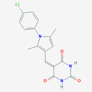 molecular formula C17H14ClN3O3 B416241 5-{[1-(4-chlorophenyl)-2,5-dimethyl-1H-pyrrol-3-yl]methylidene}pyrimidine-2,4,6(1H,3H,5H)-trione 