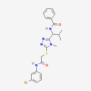 molecular formula C22H24BrN5O2S B4162482 N-{1-[5-({2-[(3-bromophenyl)amino]-2-oxoethyl}thio)-4-methyl-4H-1,2,4-triazol-3-yl]-2-methylpropyl}benzamide 
