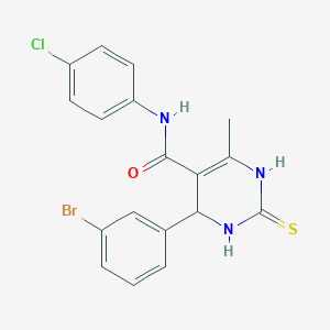 molecular formula C18H15BrClN3OS B416250 4-(3-bromophenyl)-N-(4-chlorophenyl)-6-methyl-2-thioxo-1,2,3,4-tetrahydro-5-pyrimidinecarboxamide CAS No. 328557-04-6