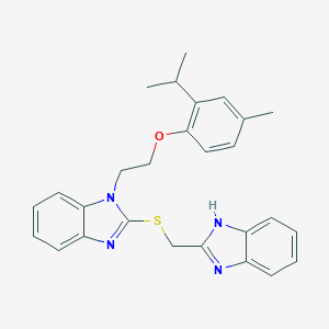 molecular formula C27H28N4OS B416251 2-[(1H-benzimidazol-2-ylmethyl)sulfanyl]-1-[2-(2-isopropyl-4-methylphenoxy)ethyl]-1H-benzimidazole 
