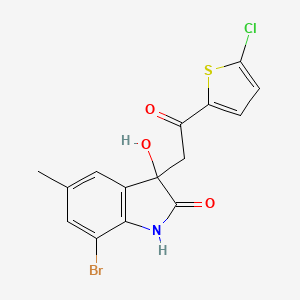 molecular formula C15H11BrClNO3S B4162531 7-bromo-3-[2-(5-chloro-2-thienyl)-2-oxoethyl]-3-hydroxy-5-methyl-1,3-dihydro-2H-indol-2-one 