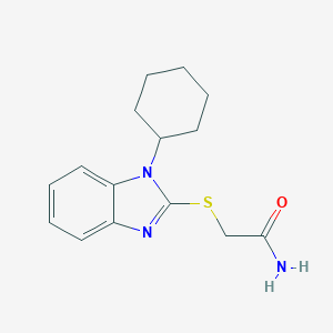 molecular formula C15H19N3OS B416254 2-[(1-cyclohexyl-1H-benzimidazol-2-yl)sulfanyl]acetamide 