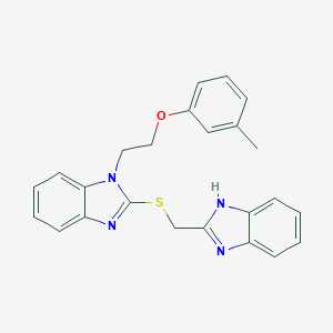 molecular formula C24H22N4OS B416257 2-[(1H-benzimidazol-2-ylmethyl)sulfanyl]-1-[2-(3-methylphenoxy)ethyl]-1H-benzimidazole 