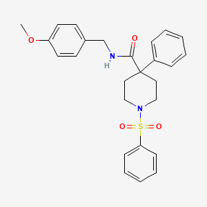 molecular formula C26H28N2O4S B4162576 N-(4-methoxybenzyl)-4-phenyl-1-(phenylsulfonyl)-4-piperidinecarboxamide 