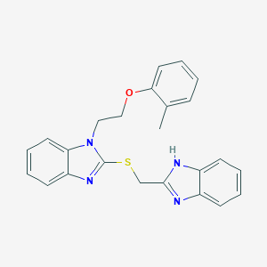 molecular formula C24H22N4OS B416259 2-(1H-Benzoimidazol-2-ylmethylsulfanyl)-1-(2-o-tolyloxy-ethyl)-1H-benzoimidazole 