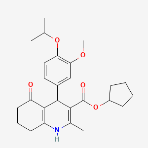 molecular formula C26H33NO5 B4162598 cyclopentyl 4-(4-isopropoxy-3-methoxyphenyl)-2-methyl-5-oxo-1,4,5,6,7,8-hexahydro-3-quinolinecarboxylate 