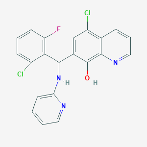 molecular formula C21H14Cl2FN3O B4162615 5-chloro-7-[(2-chloro-6-fluorophenyl)(2-pyridinylamino)methyl]-8-quinolinol 