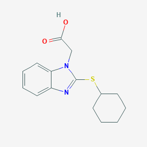molecular formula C15H18N2O2S B416264 [2-(cyclohexylthio)-1H-benzimidazol-1-yl]acetic acid CAS No. 331964-12-6