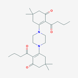 molecular formula C28H42N2O4 B416268 2-Butyryl-3-[4-(2-butyryl-5,5-dimethyl-3-oxo-1-cyclohexen-1-yl)-1-piperazinyl]-5,5-dimethyl-2-cyclohexen-1-one 