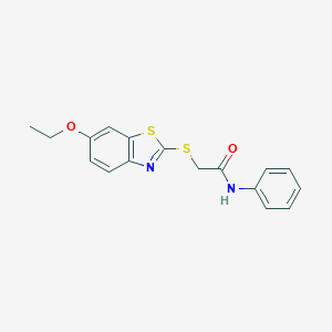 molecular formula C17H16N2O2S2 B416270 2-[(6-ethoxy-1,3-benzothiazol-2-yl)sulfanyl]-N-phenylacetamide 