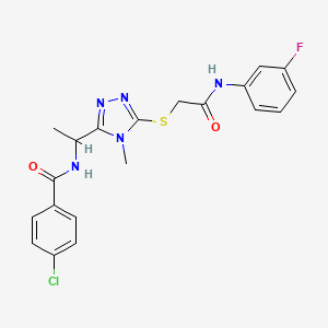 4-chloro-N-{1-[5-({2-[(3-fluorophenyl)amino]-2-oxoethyl}thio)-4-methyl-4H-1,2,4-triazol-3-yl]ethyl}benzamide