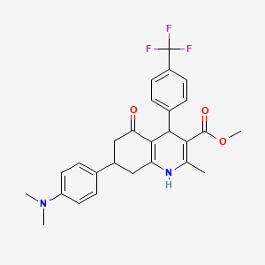 molecular formula C27H27F3N2O3 B4162723 methyl 7-[4-(dimethylamino)phenyl]-2-methyl-5-oxo-4-[4-(trifluoromethyl)phenyl]-1,4,5,6,7,8-hexahydro-3-quinolinecarboxylate 