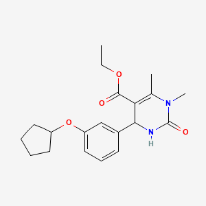 molecular formula C20H26N2O4 B4162753 ethyl 4-[3-(cyclopentyloxy)phenyl]-1,6-dimethyl-2-oxo-1,2,3,4-tetrahydro-5-pyrimidinecarboxylate 