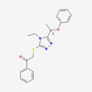 molecular formula C20H21N3O2S B4162776 2-{[4-ethyl-5-(1-phenoxyethyl)-4H-1,2,4-triazol-3-yl]thio}-1-phenylethanone 