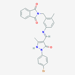 molecular formula C27H21BrN4O3 B416286 2-[5-({[1-(4-bromophenyl)-3-methyl-5-oxo-1,5-dihydro-4H-pyrazol-4-ylidene]methyl}amino)-2-methylbenzyl]-1H-isoindole-1,3(2H)-dione 