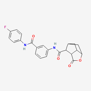 molecular formula C22H19FN2O4 B4163017 N-(3-{[(4-fluorophenyl)amino]carbonyl}phenyl)-5-oxo-4-oxatricyclo[4.2.1.0~3,7~]nonane-9-carboxamide 