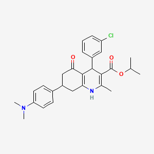 molecular formula C28H31ClN2O3 B4163073 isopropyl 4-(3-chlorophenyl)-7-[4-(dimethylamino)phenyl]-2-methyl-5-oxo-1,4,5,6,7,8-hexahydro-3-quinolinecarboxylate 