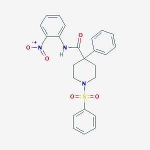 molecular formula C24H23N3O5S B4163077 N-(2-nitrophenyl)-4-phenyl-1-(phenylsulfonyl)-4-piperidinecarboxamide 