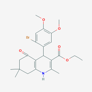 molecular formula C23H28BrNO5 B416308 Ethyl 4-(2-bromo-4,5-dimethoxyphenyl)-2,7,7-trimethyl-5-oxo-1,4,5,6,7,8-hexahydro-3-quinolinecarboxylate 