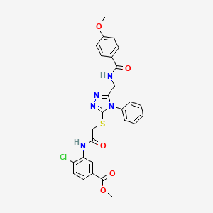 methyl 4-chloro-3-({[(5-{[(4-methoxybenzoyl)amino]methyl}-4-phenyl-4H-1,2,4-triazol-3-yl)thio]acetyl}amino)benzoate