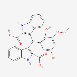 3,3'-[(5-bromo-3-ethoxy-2-hydroxyphenyl)methylene]bis(1H-indole-2-carboxylic acid)