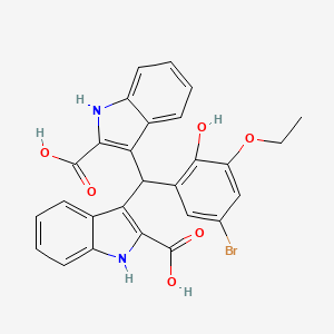 molecular formula C27H21BrN2O6 B4163123 3,3'-[(5-bromo-3-ethoxy-2-hydroxyphenyl)methylene]bis(1H-indole-2-carboxylic acid) 