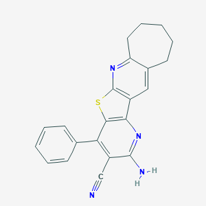 molecular formula C22H18N4S B416314 2-amino-4-phenyl-8,9,10,11-tetrahydro-7H-cyclohepta[b]pyrido[2',3':4,5]thieno[3,2-e]pyridine-3-carbonitrile 