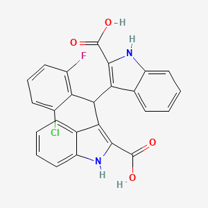 molecular formula C25H16ClFN2O4 B4163165 3,3'-[(2-chloro-6-fluorophenyl)methylene]bis(1H-indole-2-carboxylic acid) 
