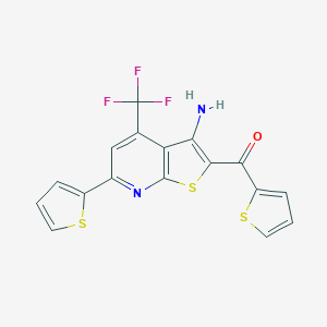 molecular formula C17H9F3N2OS3 B416318 [3-Amino-6-(2-thienyl)-4-(trifluoromethyl)thieno[2,3-b]pyridin-2-yl](2-thienyl)methanone 