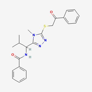 molecular formula C22H24N4O2S B4163198 N-(2-methyl-1-{4-methyl-5-[(2-oxo-2-phenylethyl)thio]-4H-1,2,4-triazol-3-yl}propyl)benzamide 