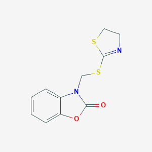 molecular formula C11H10N2O2S2 B416320 3-[(4,5-dihydro-1,3-thiazol-2-ylsulfanyl)methyl]-1,3-benzoxazol-2(3H)-one CAS No. 247181-70-0