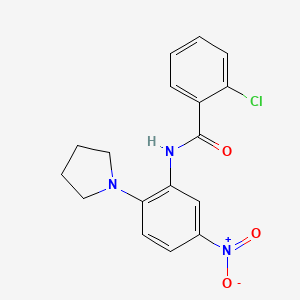 molecular formula C17H16ClN3O3 B4163200 2-chloro-N-[5-nitro-2-(1-pyrrolidinyl)phenyl]benzamide 