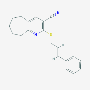 molecular formula C20H20N2S B416321 2-(cinnamylsulfanyl)-6,7,8,9-tetrahydro-5H-cyclohepta[b]pyridine-3-carbonitrile 