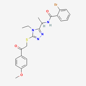 molecular formula C22H23BrN4O3S B4163254 2-bromo-N-[1-(4-ethyl-5-{[2-(4-methoxyphenyl)-2-oxoethyl]thio}-4H-1,2,4-triazol-3-yl)ethyl]benzamide 