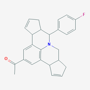 molecular formula C26H24FNO B416327 1-[7-(4-Fluorophenyl)-3b,6,6a,7,9,9a,10,12a-octahydrocyclopenta[c]cyclopenta[4,5]pyrido[3,2,1-ij]quinolin-2-yl]ethanone 