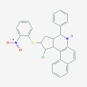 molecular formula C28H23ClN2O2S B416331 1-chloro-2-({2-nitrophenyl}sulfanyl)-4-phenyl-2,3,3a,4,5,11c-hexahydro-1H-benzo[f]cyclopenta[c]quinoline 