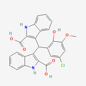 3,3'-[(5-chloro-2-hydroxy-3-methoxyphenyl)methylene]bis(1H-indole-2-carboxylic acid)