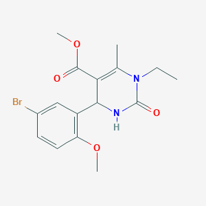molecular formula C16H19BrN2O4 B4163337 methyl 4-(5-bromo-2-methoxyphenyl)-1-ethyl-6-methyl-2-oxo-1,2,3,4-tetrahydro-5-pyrimidinecarboxylate 