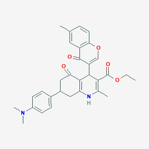 ethyl 7-[4-(dimethylamino)phenyl]-2-methyl-4-(6-methyl-4-oxo-4H-chromen-3-yl)-5-oxo-1,4,5,6,7,8-hexahydro-3-quinolinecarboxylate