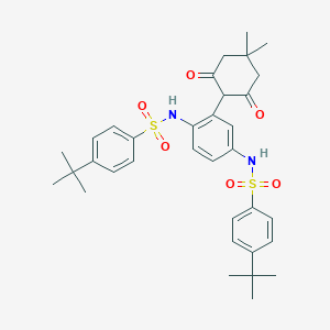 molecular formula C34H42N2O6S2 B416341 4-tert-butyl-N-[4-{[(4-tert-butylphenyl)sulfonyl]amino}-2-(4,4-dimethyl-2,6-dioxocyclohexyl)phenyl]benzenesulfonamide 