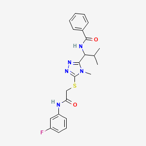 molecular formula C22H24FN5O2S B4163425 N-{1-[5-({2-[(3-fluorophenyl)amino]-2-oxoethyl}thio)-4-methyl-4H-1,2,4-triazol-3-yl]-2-methylpropyl}benzamide 