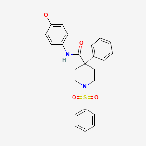 molecular formula C25H26N2O4S B4163439 N-(4-methoxyphenyl)-4-phenyl-1-(phenylsulfonyl)-4-piperidinecarboxamide 