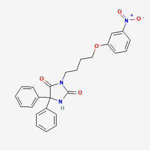 molecular formula C25H23N3O5 B4163471 3-[4-(3-nitrophenoxy)butyl]-5,5-diphenyl-2,4-imidazolidinedione 