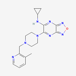molecular formula C18H22N8O B4163528 N-cyclopropyl-6-{4-[(3-methyl-2-pyridinyl)methyl]-1-piperazinyl}[1,2,5]oxadiazolo[3,4-b]pyrazin-5-amine 
