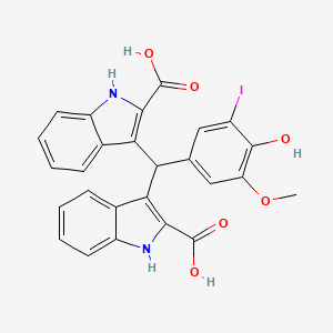 molecular formula C26H19IN2O6 B4163529 3,3'-[(4-hydroxy-3-iodo-5-methoxyphenyl)methylene]bis(1H-indole-2-carboxylic acid) 