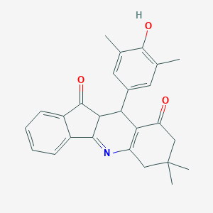 molecular formula C26H25NO3 B416353 10-(4-Hydroxy-3,5-dimethylphenyl)-7,7-dimethyl-6,8,10,10a-tetrahydroindeno[1,2-b]quinoline-9,11-dione CAS No. 331973-90-1