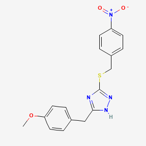 molecular formula C17H16N4O3S B4163536 3-(4-methoxybenzyl)-5-[(4-nitrobenzyl)thio]-4H-1,2,4-triazole 