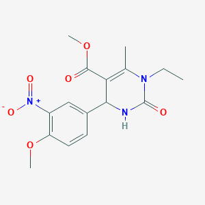 molecular formula C16H19N3O6 B4163575 methyl 1-ethyl-4-(4-methoxy-3-nitrophenyl)-6-methyl-2-oxo-1,2,3,4-tetrahydro-5-pyrimidinecarboxylate 