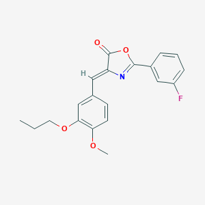 molecular formula C20H18FNO4 B416358 2-(3-fluorophenyl)-4-(4-methoxy-3-propoxybenzylidene)-1,3-oxazol-5(4H)-one 